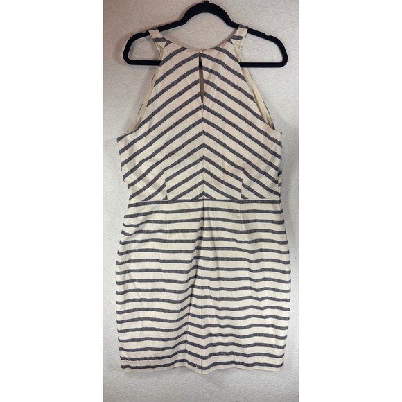 Banana Republic Womens Striped Sleeveless Sheath Dress Size 14 Halter V Neck NWT - Picture 2 of 7